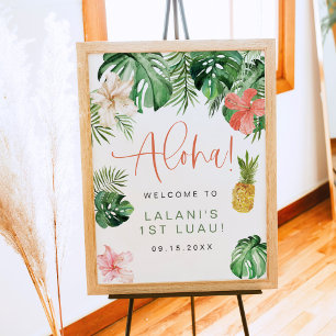 Poster LALANI Tropical Pink Hibiscus Luau 1er anniversair