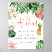 Poster LALANI Tropical rose Hibiscus Luau Baby shower (Devant)