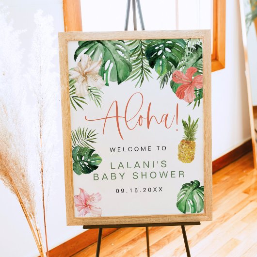 Poster LALANI Tropical rose Hibiscus Luau Baby shower