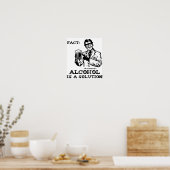 Poster L'alcool est une solution en chimie rétro (Cuisine)