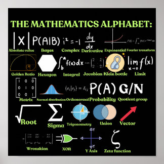 Poster L'alphabet des mathématiques, science et mathémati