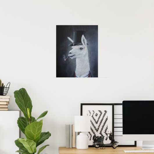 Poster Lama dapper classique dans chapeau supérieur avec  (Bureau à domicile)