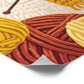 Poster Lama de dessin animé portant une écharpe tricotée (Coin)