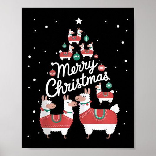 Poster Lama Xmas Tree Llamas Christmas Tree (Devant)