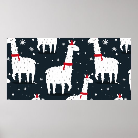 Poster Lamas, fond dessiné à la main. Motif transparent c (Devant)