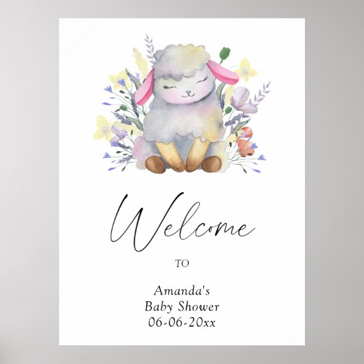 Poster Lamb - baby shower de bienvenue (Devant)