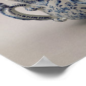 Poster Lambeth Delware pot, bleu et blanc (Coin)