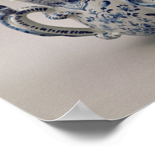 Poster Lambeth Delware pot, bleu et blanc (Coin)