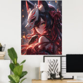 Poster Lame de Kitsune | Japonais Fox Samurai (Bureau à domicile)