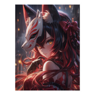 Poster Lame de Kitsune   Japonais Fox Samurai