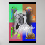 Poster L'Amélie pop-art<br><div class="desc">Je me souviens de la disparition d'Amelia Earhart en 1937. Le monde semblait plutôt feutré. Elle est ici dans ses lunettes avec de petites images pop-art pour rendre l'affiche tape-à-l'oeil. Spunky comme Amelia</div>
