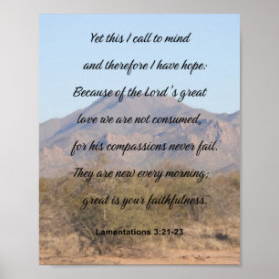 Poster Lamentations 3:21-23, Écriture Inspirationnelle