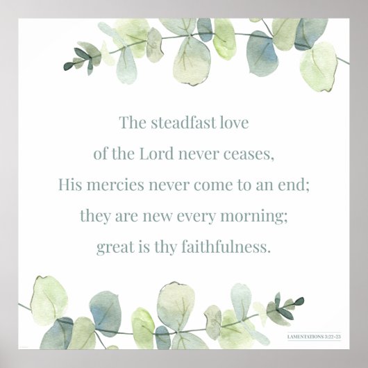 Poster Lamentations 3:22-23, Bible Verse Print, Steadfast (Devant)