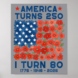 Poster L'Amérique a 250 ans, j'ai 80 ans, 1946, 80e anniv