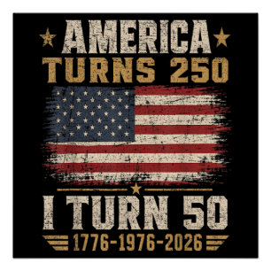 Poster L'Amérique a 250 ans je fête mes 50 ans