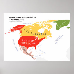 Poster L'Amérique du Nord selon les Etats-Unis