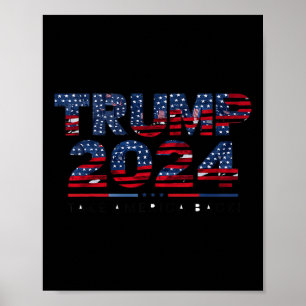 Poster L'Amérique nous soutient Drapeau 4 juillet Donald 