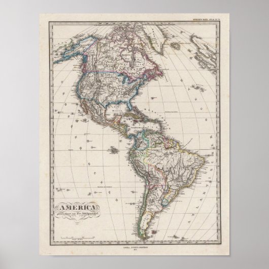 Poster L'Amérique par Stieler (Devant)