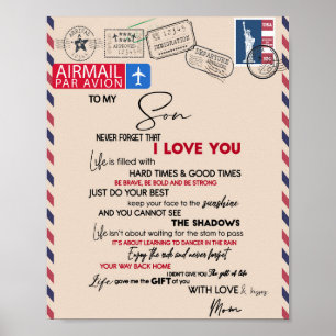 Poster L'Amour À Mon Fils N'Oubliez Jamais Que Je T'Aime
