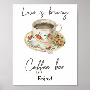 Poster L'amour brasse la douche nuptiale Café bar