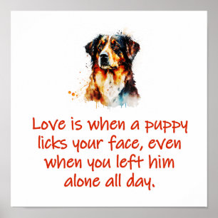 Poster L'Amour, C'Est Quand Un Chiot Lèche Le Visage
