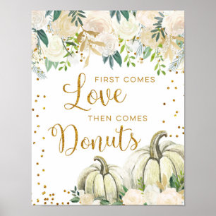 Poster L'amour Citrouille or et blanc est signe doux