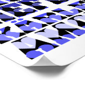 Poster L'amour dans plusieurs langues Coeurs bleus (Coin)