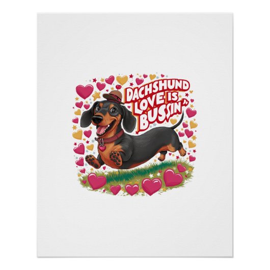 Poster L'Amour De Dachshund Est Bussin (Devant)
