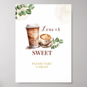 Poster L'amour du café brasse L'amour est un signe de fêt