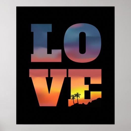 Poster L'amour du coucher de soleil tropical (Devant)