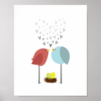 Poster L'Amour Du Nid D'Oiseaux. Jumeaux. Décor de pépini