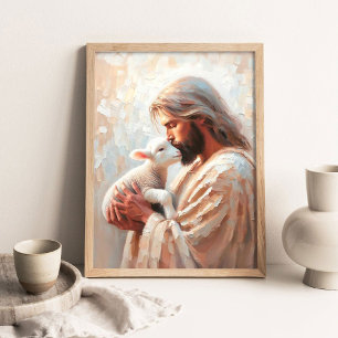 Poster L'Amour d'un Berger, Art Chrétien, Jésus Sauve le
