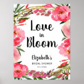 Poster L'amour en fleurs rose Fête des mariées (Devant)