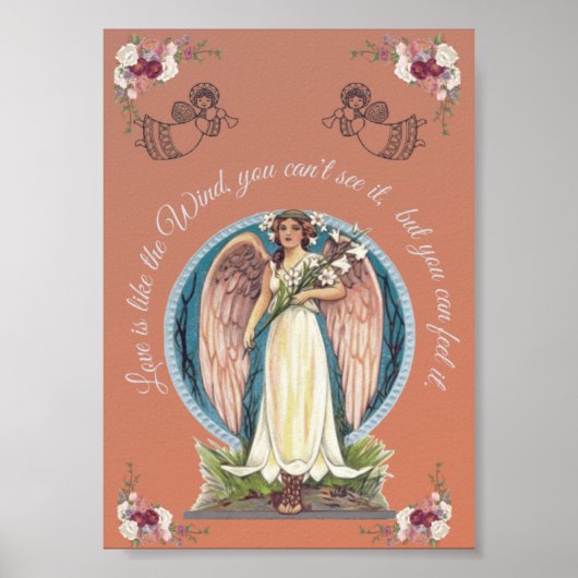 POSTER L'AMOUR EST COMME LE VENT INSPIRATION FLORALE ANGÉ (Devant)