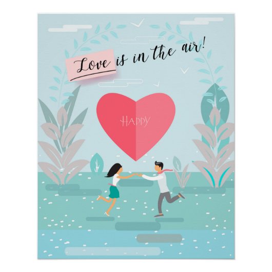 Poster "L'amour est dans l'air !" Mariage Jour moderne te (Devant)