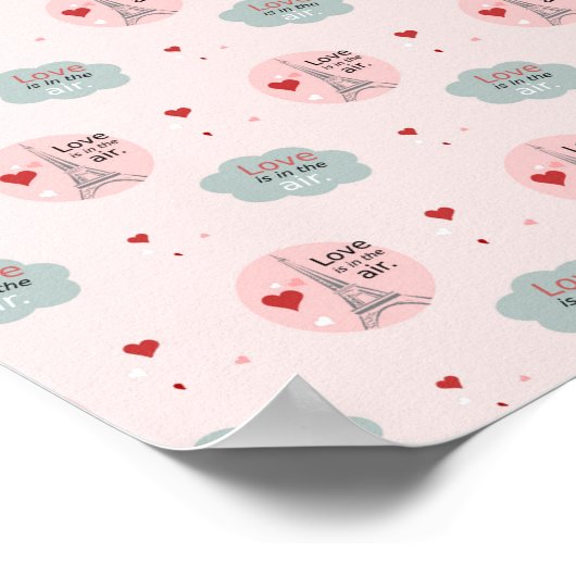 Poster L'amour est dans l'air tour eiffel et le coeur mot (Coin)