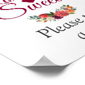 Poster L'amour est douce Aquarelle Burgundy signe floral (Coin)