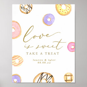 Poster L'amour est doux Aquarelle Donuts Signe personnali