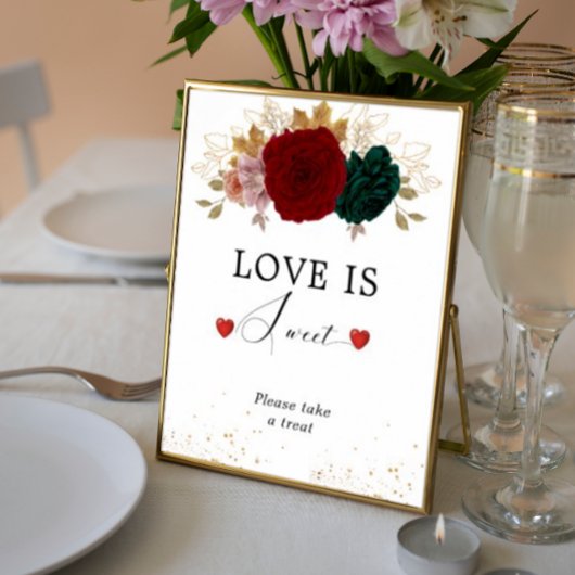 Poster L'amour est doux Autumnal Bourgogne Emeraude Flora