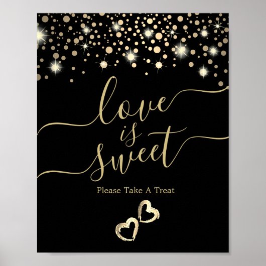 Poster L'amour est doux avec des points de Confetti d'or (Devant)