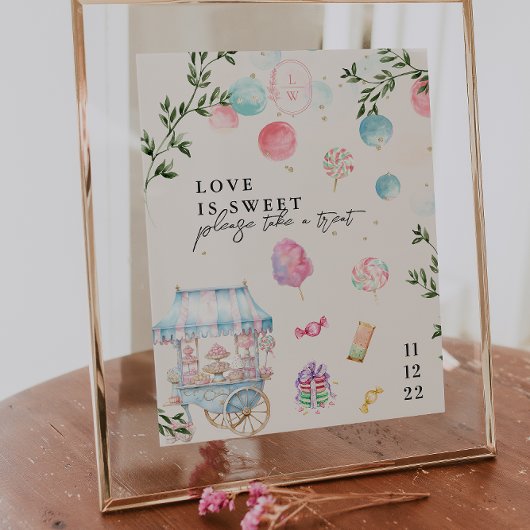 Poster L'amour est doux | Panneau de dessert de mariage