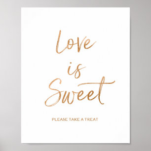 Poster L'amour est doux Panneau de mariage en rose gold s
