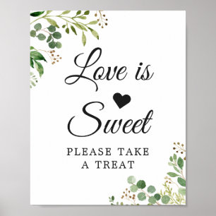 Poster L'amour est feuilles de verdure d'eucalyptus doux