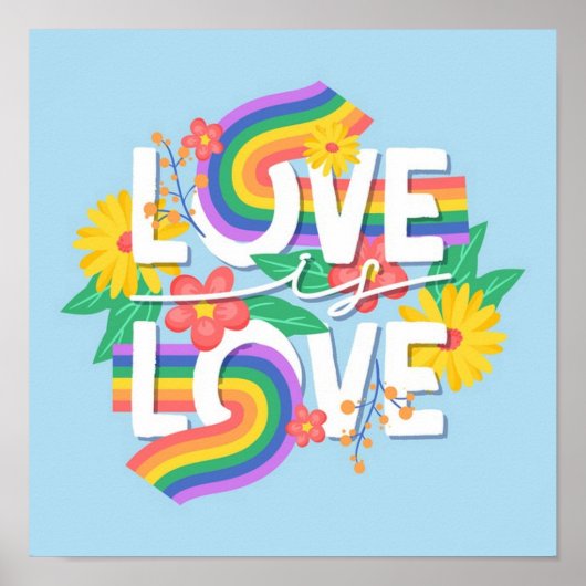 Poster L'amour est l'amour Pastel Gay pride Rainbow (Devant)