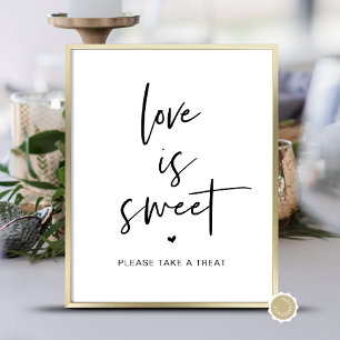 Poster L'amour est sucré, prenez un soin, moderne table d
