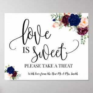 Poster L'amour est sucré table de desserts mariage marine
