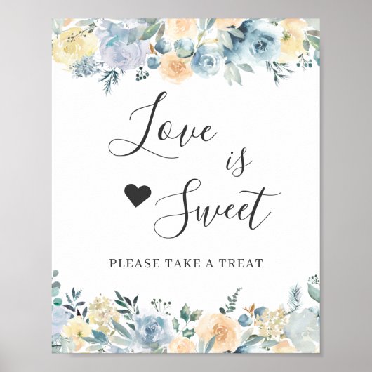 Poster L'amour est Sweet Dessert Bar Vanilla Chic Blue Fl (Devant)
