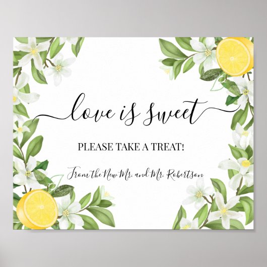 Poster L'amour est Sweet Dessert Table Mariage Vert Signa (Devant)