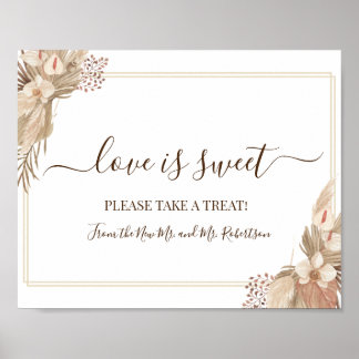 Poster L'amour est Sweet Dessert Table Mariage Vert Signa