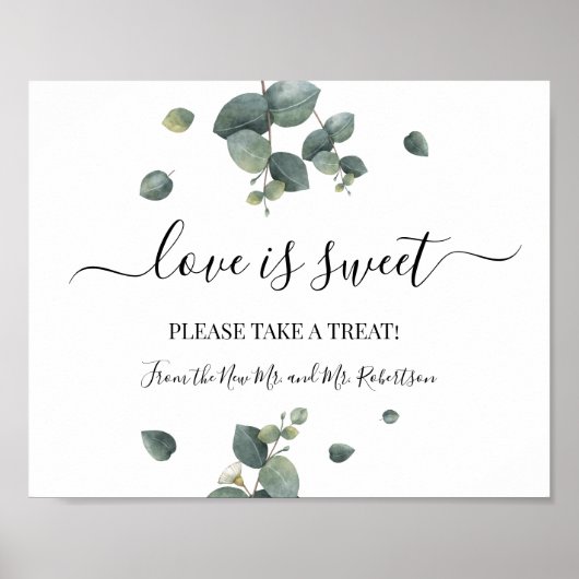 Poster L'amour est Sweet Dessert Table Mariage Vert Signa (Devant)
